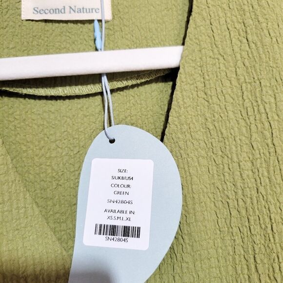Our Second Nature Green Textured Tie Front Wrap Top - Picture 8 of 11
